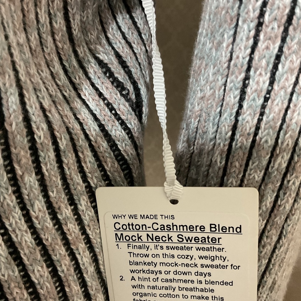 Lululemon Sweater Womens 0 Cotton Cashmere Blend Mock Neck Sweater gray Relaxed - Picture 6 of 15